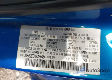 2013 Mazda Cx-5 Grand Touring z USA, uszkodzony, nr VIN JM3KE2DEXD0155454